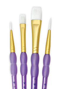 Round/Flat 4PC Brush Set - Crafters Choice White Taklon #223