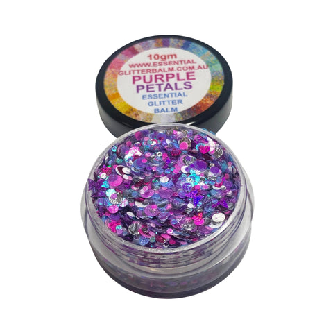 Essential Glitter Balm - PURPLE PETALS (UV Reactive)