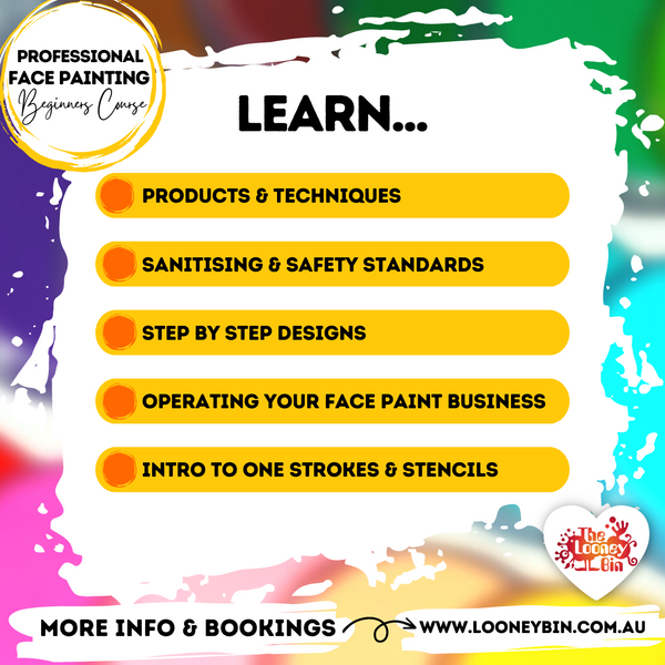 FEB 2024 | Beginners Face Paint Course | 5 Lessons | $470