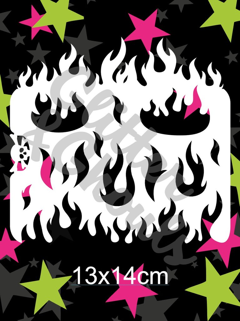Glitter & Ghouls Stencils FIRE & FLAMES   13cm x 14cm