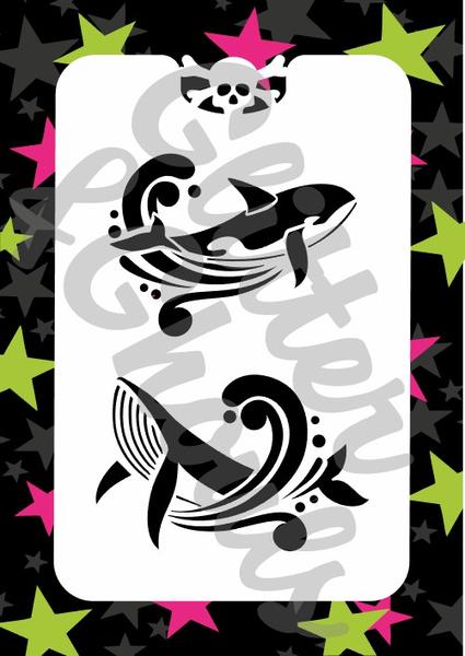 Glitter & Ghouls Stencils WHALES 6.5cm x 9.5cm - Looney Bin Products 